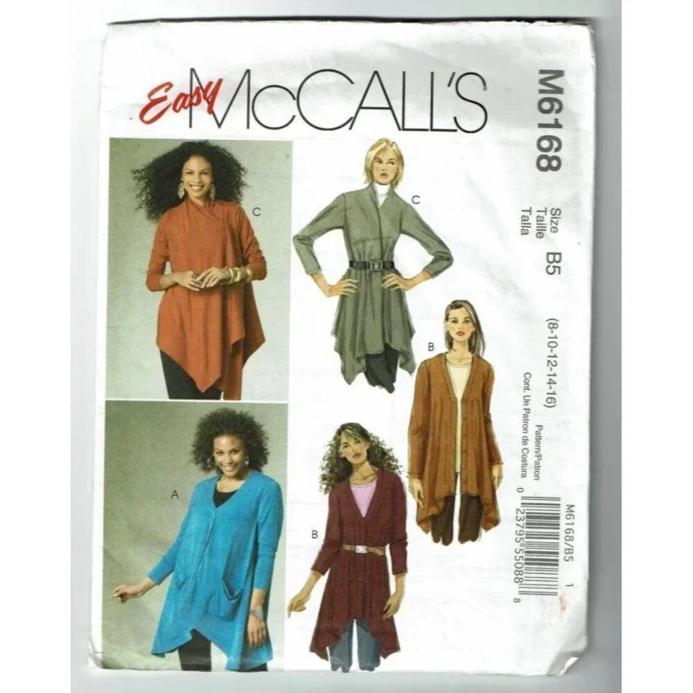 Sewing Pattern McCalls M6168 Misses‎ Sizes 8-16 Cardigan Draped & Belted BOHO